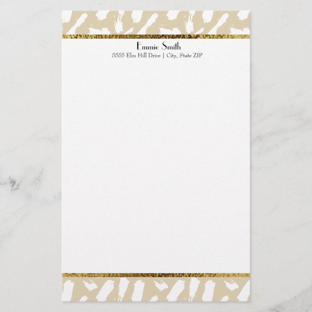 Papelaria Papel de Carta Personalizado Branco Dourado (Frente)