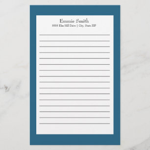 Papelaria Papel de Carta Personalizado Branco e Azul