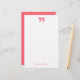 Papelaria Papel de Carta Personalizado com Laço Rosa Charmos