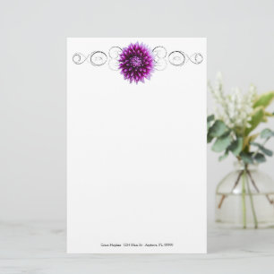 Papelaria Papel de Carta Personalizado Dahlia Roxo