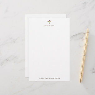 Papelaria Papel de Carta Personalizado de Branca Hummingbird