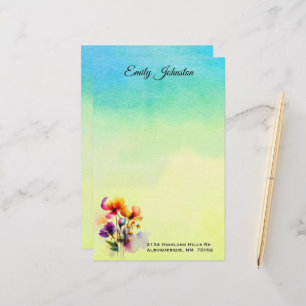Papelaria Papel de Carta Personalizado de Cor de Água Amarel