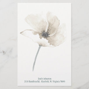 Papelaria Papel de Carta Personalizado de Flor Branco
