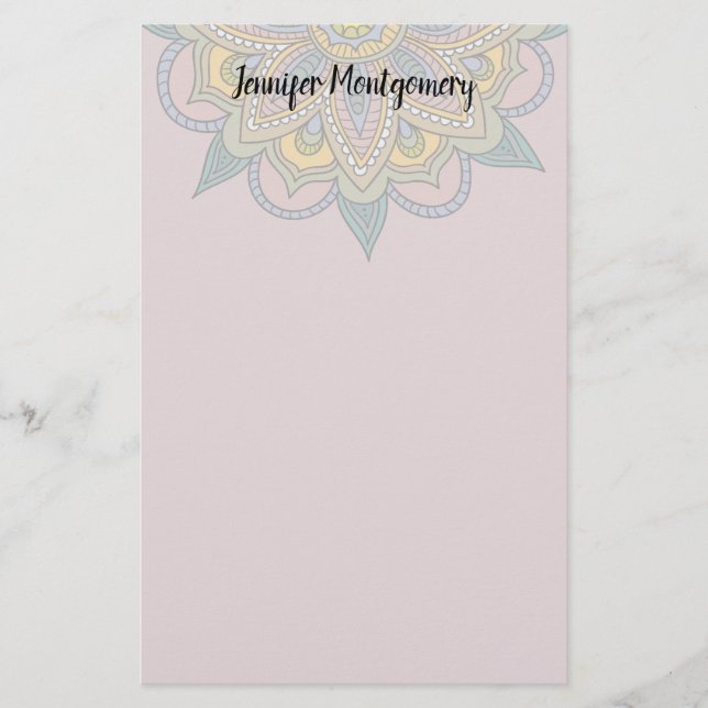 Papelaria Papel de carta personalizado Dusty Rosa BoHo Manda (Frente)