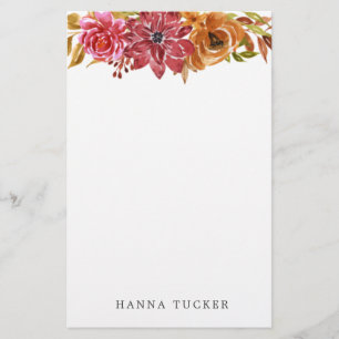 Papelaria Papel de Carta Personalizado Floral Dourado Elegan