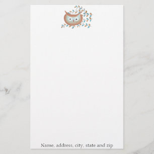 Papelaria Papel de Carta Personalizado Retro Owl