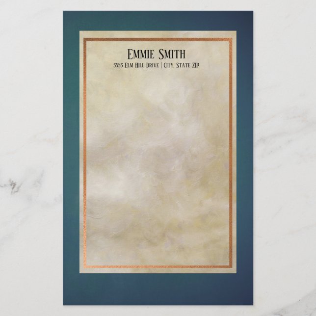 Papelaria Papel de carta personalizado sem linhas de cobre e (Frente)