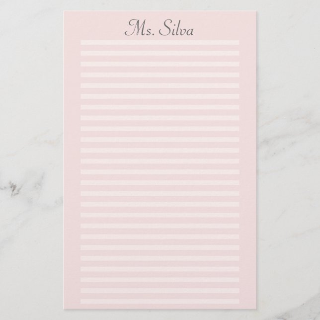 Papelaria Papel de Carta Personalizado Simples Pinstripe por (Frente)