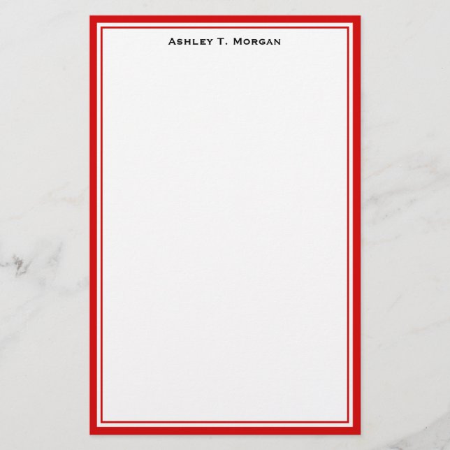 Papelaria Papel de Carta Personalizado Simplicity Red White (Frente)