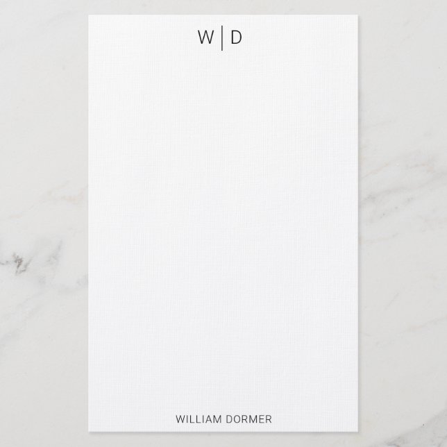 Papelaria Papel de Carta Preto Clássico Moderno Elegante  (Frente)