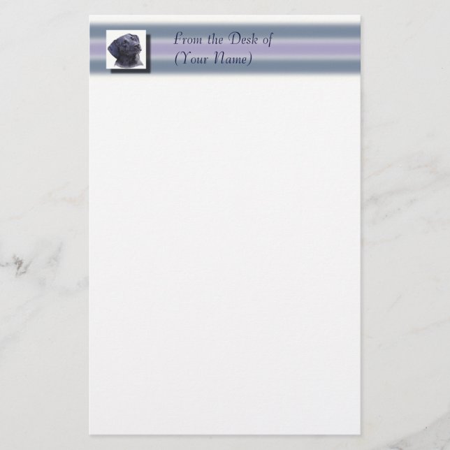 Papelaria Papel de carta preto de Labradore - da mesa de… (Frente)