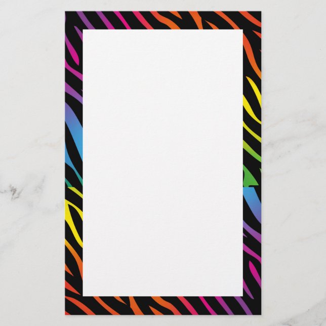 Papelaria Papel de carta "Rainbow zebra" (Frente)