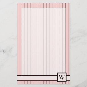 Papelaria Papel de Carta Rosa com Pinstripes Pretas