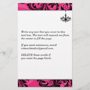 Papelaria Papel de Carta Rosa, Preto, Chandelier Branco, Rol
