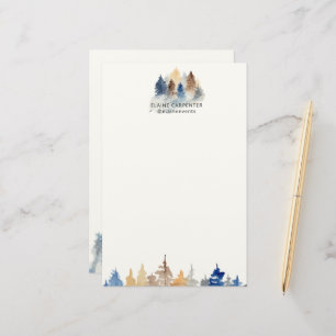 Papelaria Papel de Carta Rustic Evergreen Trees Monogramas