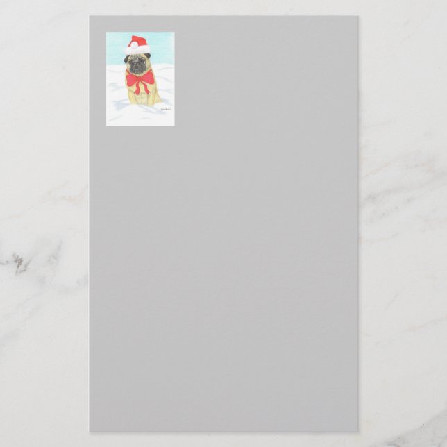 Papelaria Papel de Carta Snow Pug (Frente)
