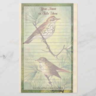 Papelaria Papel de Carta Vintage Thrushes