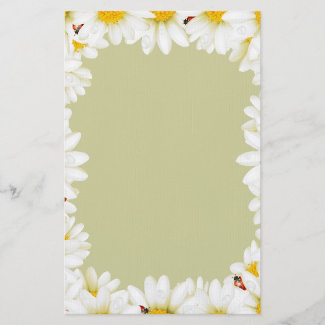 Papelaria Papel de carta White Daisies (Frente)