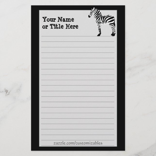 Papelaria Papel de carta Zebra (Frente)