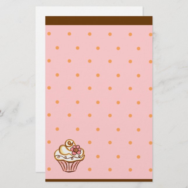 Papelaria Papel de Cupcake Cor-de-rosa Castanho (Frente/Verso)