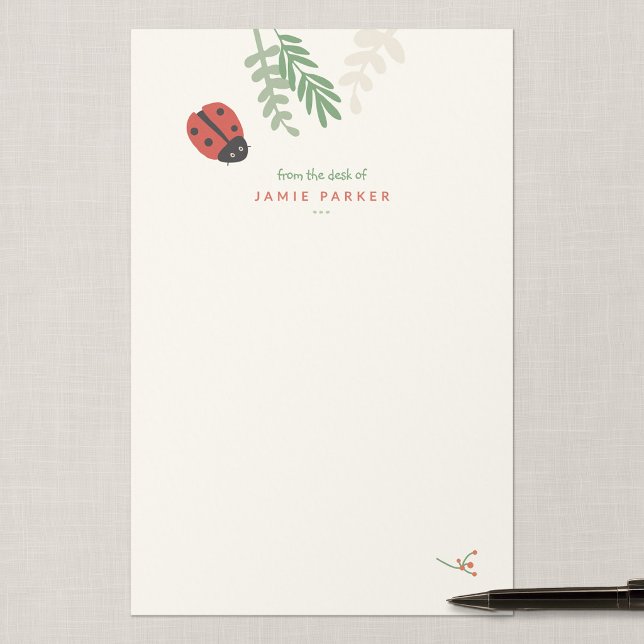 Papelaria Papel de escrita personalizado para crianças com j (Ladybird Meadow - Half-Letter Ladybug Personalized Writing Paper)