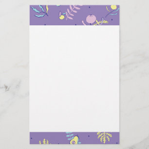 Papelaria Papel de Escritório com Estampa Floral Roxa