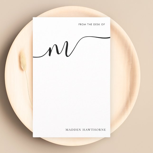 Papelaria Papel de Nota de Caligrafia de Script do Monograma (Criador carregado)