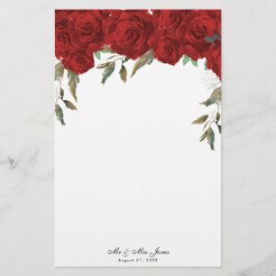 Papelaria Papel de nota de casamento do Rosa vermelha Greene