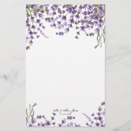 Papelaria Papel de nota de Lavanda floral verde