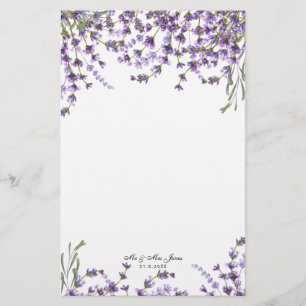 Papelaria Papel de nota de Lavanda floral verde