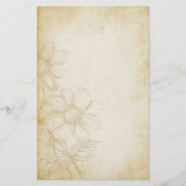 Papelaria Papel de nota envelhecido floral do vintage bonito