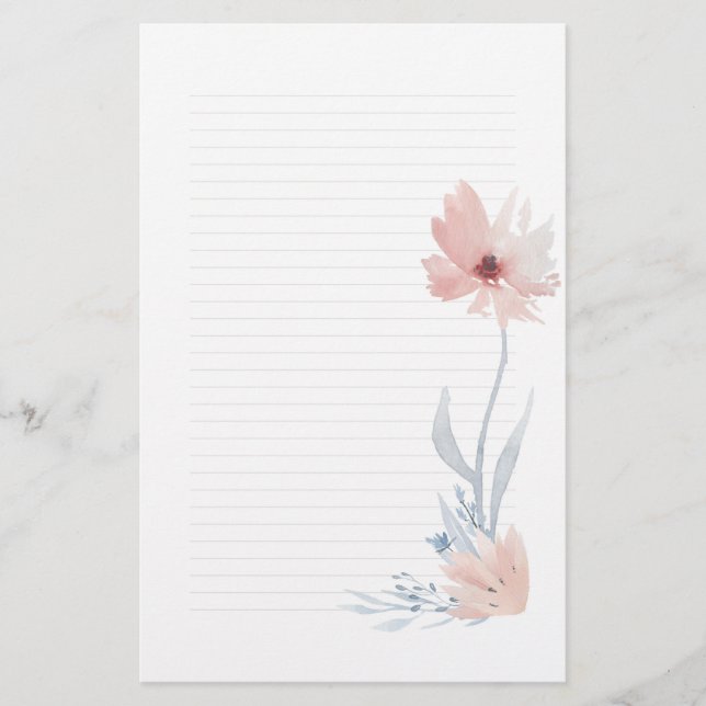 Papelaria Papel de nota floral da Aquarela cor-de-rosa (Frente)