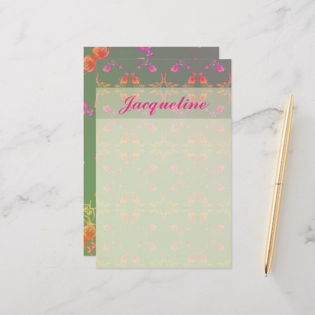 Papelaria Papel de rosa e Papel de Carta (Frente/Verso In Situ)