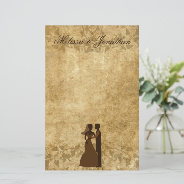 Papelaria Papel de Vintage Bride Groom Wedding Stationery (Em pé/Frente)