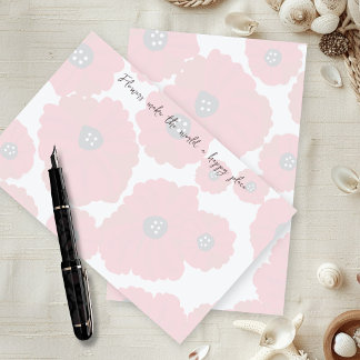 Papelaria Papel para Escrita com Papoulas e Texto na Margem