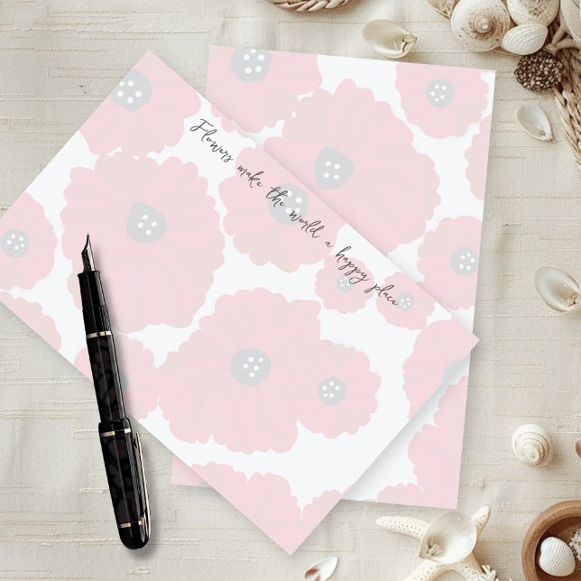 Papelaria Papel para Escrita com Papoulas e Texto na Margem (Criador carregado)