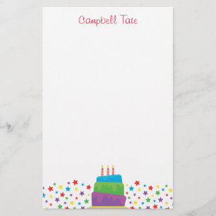 Papelaria Papel Personalizado de Bolo de Aniversário de Con