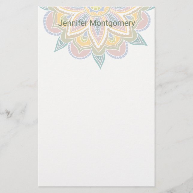 Papelaria Papel personalizado Pastel BoHo Mandala (Frente)