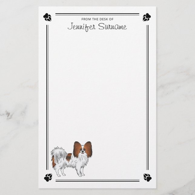 Papelaria Papillon Sable Vermelho Feliz Cachorro Com Patas E (Frente)