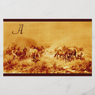 PAPELARIA PARCHMENTO DE GRAZAÇÃO DE CAVALOS MONOGRAMA
