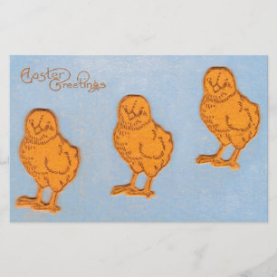 Papelaria Páscoa Saudações Pintinhos em Azul