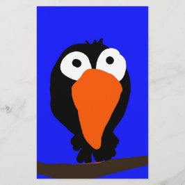 Papelaria pássaro preto desenhando uraco
