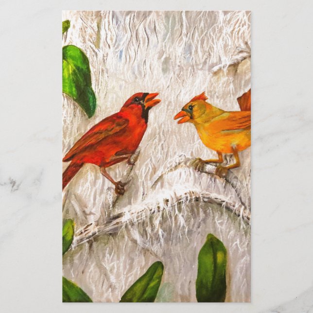 Papelaria Pássaros cardinais bonitos (Frente)