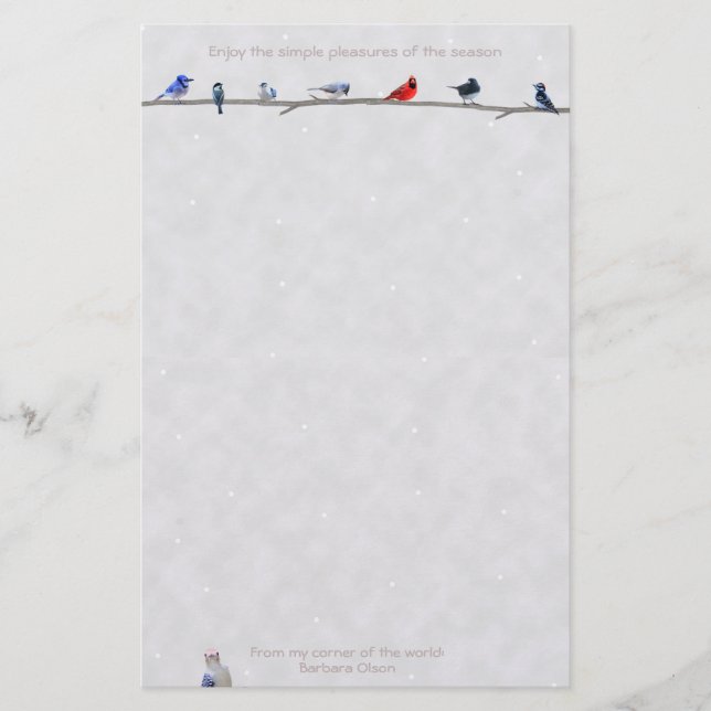 Papelaria Pássaros de Wiinter do feriado: (Frente)
