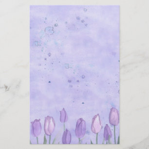 Papelaria Pastel da flor da aguarela das tulipas da lavanda