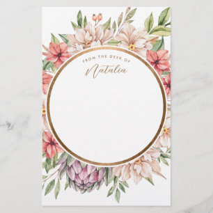 Papelaria Pastel Floral da Ilha Tropical Personalizado