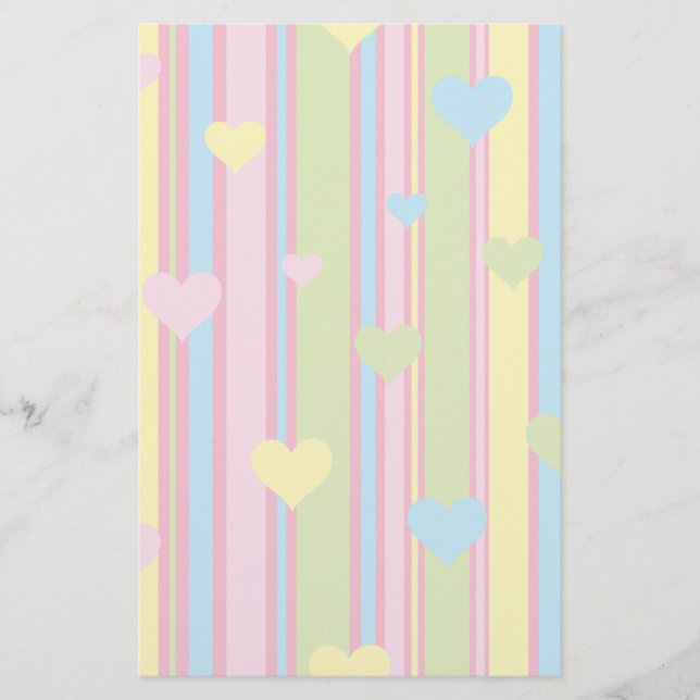 Papelaria Pastel Lines and Hearts (Frente)
