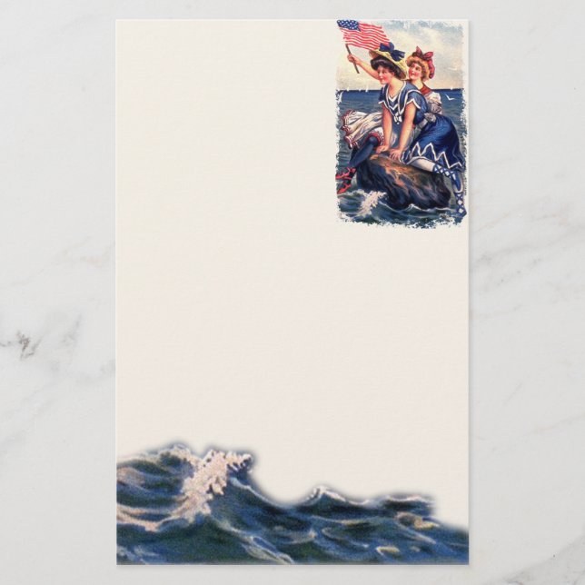 Papelaria Patriótica de Nadadores Vintage (Frente)