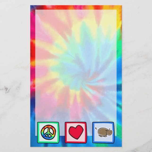 Papelaria Paz, amor, hipopótamos (Frente)