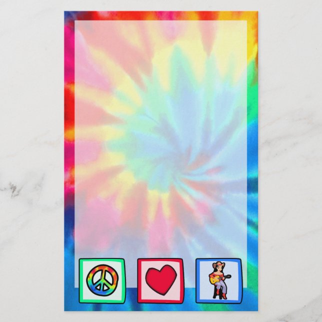 Papelaria Paz, amor, música country (Frente)